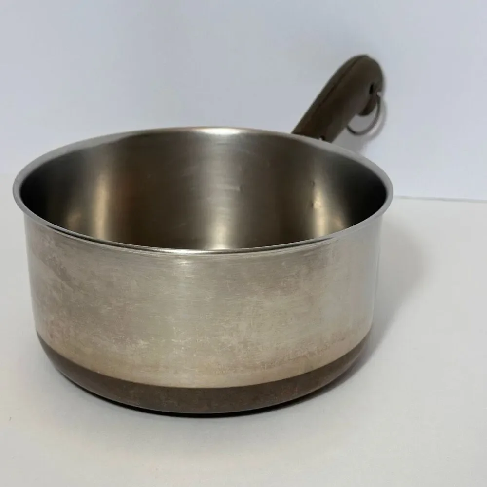 Vintage Revere Ware 2 Quart Saucepan Stainless Steel Body Copper Bottom Pre 1068
